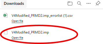 Downloaded import source file